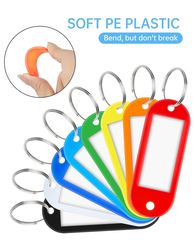 Teskyer 16 Pack Plastic Key Tags, Colorful Key Labels with Label Window Split Ring, Organize Your Keys and Stuff, 8 Colors - Image 2
